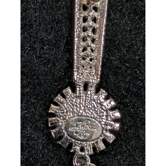 Kirks Folly Snowflake Brooch With Moon Face Rhinestones & Dangling Charms - Picture 9 of 11